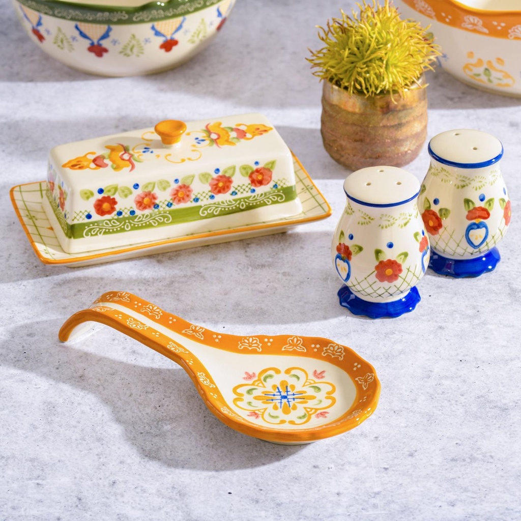 Set de Accesorios de Gres 4 Piezas Tierra – Pintado a Mano y Artístico